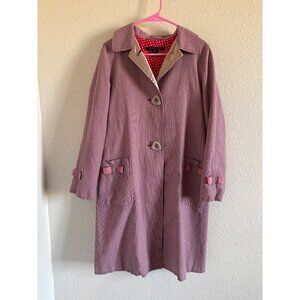 Marc Jacobs Pink Heart Plaid Trench Coat Valentines Day Womens Size Small